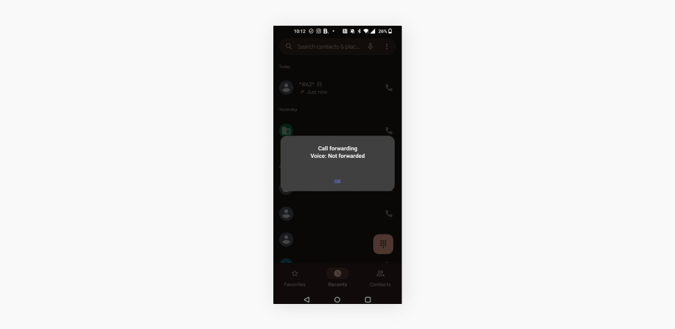 通話転送が無効であることを示すAndroidの通知画面。
